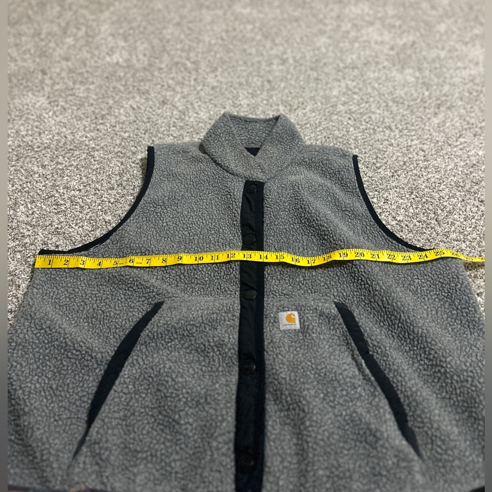 Carhartt Women's Vest XXL (20) Relaxed Fit Sherpa Fleece Snap Front Gray Black - Picture 12 of 12